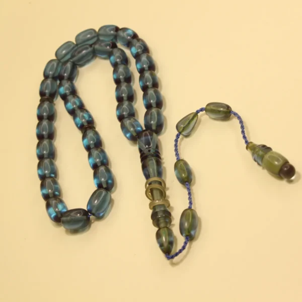 Açıq Neon Mavi Kəhrəba Təsbeh