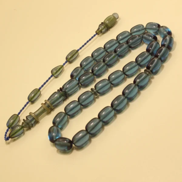 Açıq Neon Mavi Kəhrəba Təsbeh