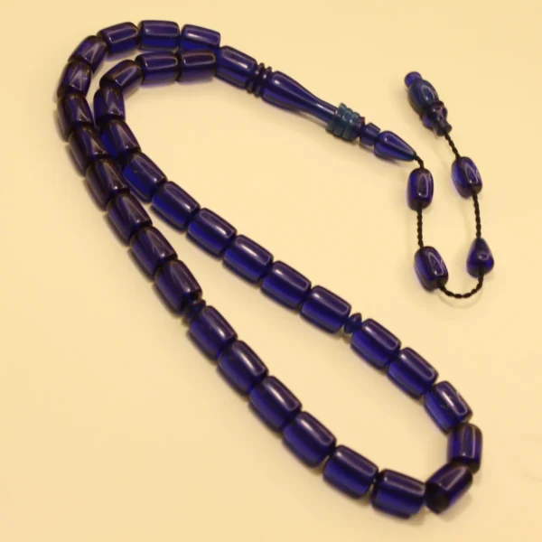 Tünd Mavi Silindir Kəsim Halqa İmaməli Təsbeh