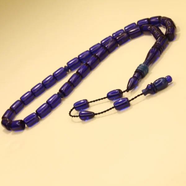 Tünd Mavi Silindir Kəsim Halqa İmaməli Təsbeh