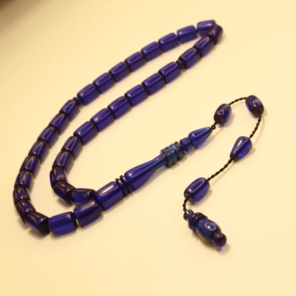 Tünd Mavi Silindir Kəsim Halqa İmaməli Təsbeh