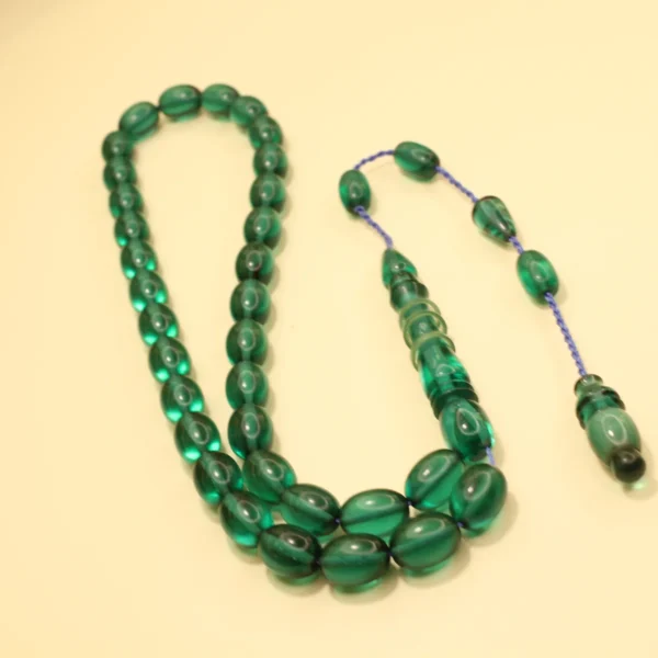 Transparan Yaşıl Halqa İmaməli Sıxma Kəhrəba Təsbeh