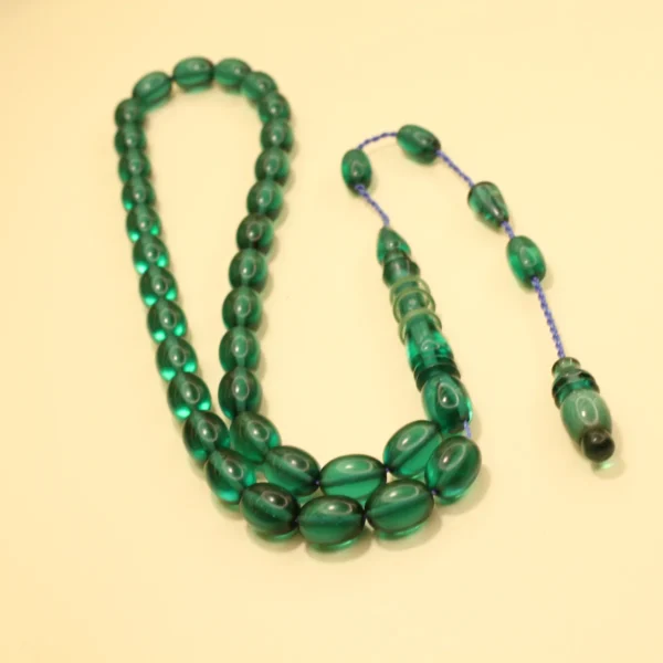 Transparan Yaşıl Halqa İmaməli Sıxma Kəhrəba Təsbeh