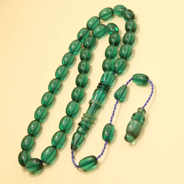 Transparan Yaşıl Halqa İmaməli Sıxma Kəhrəba Təsbeh